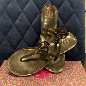 Tory Burch mini Miller jelly thong with crystals.